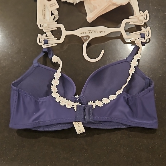 💕LAURA ASHLEY💕 Comfort Push Up Bras (2 Pack) Pink Checkers & Navy Blue 34C NWT - Picture 8 of 16